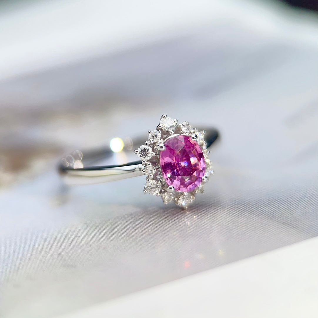 Cincin Nilam Biru Ungu Emas 18K Indah Tidak Dipanaskan - Karya Agung Barang Kemas