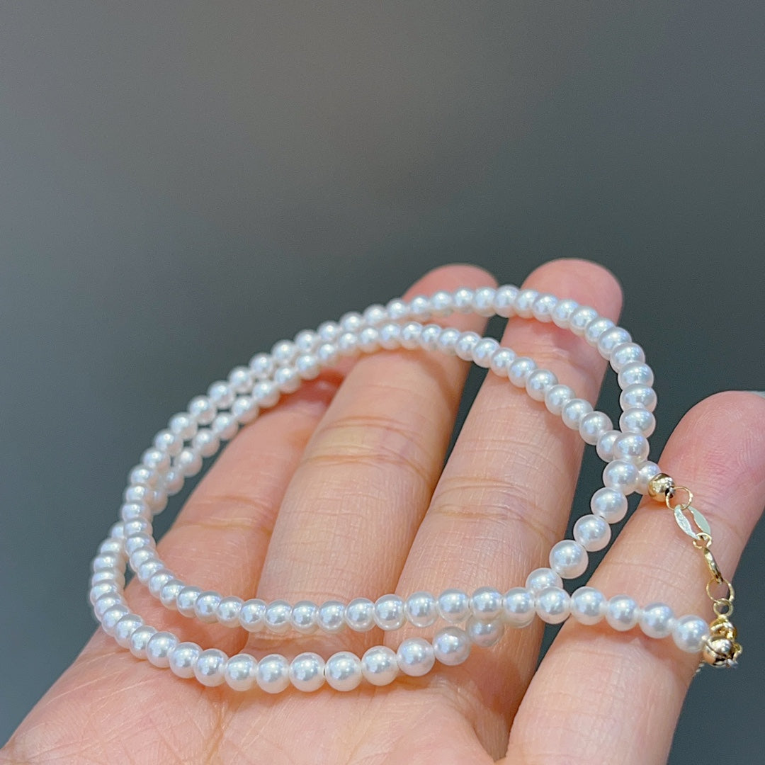 Elegant 18k Clasp & Tail Chain with 3.5-4mm Freshwater Pearl Jewelry