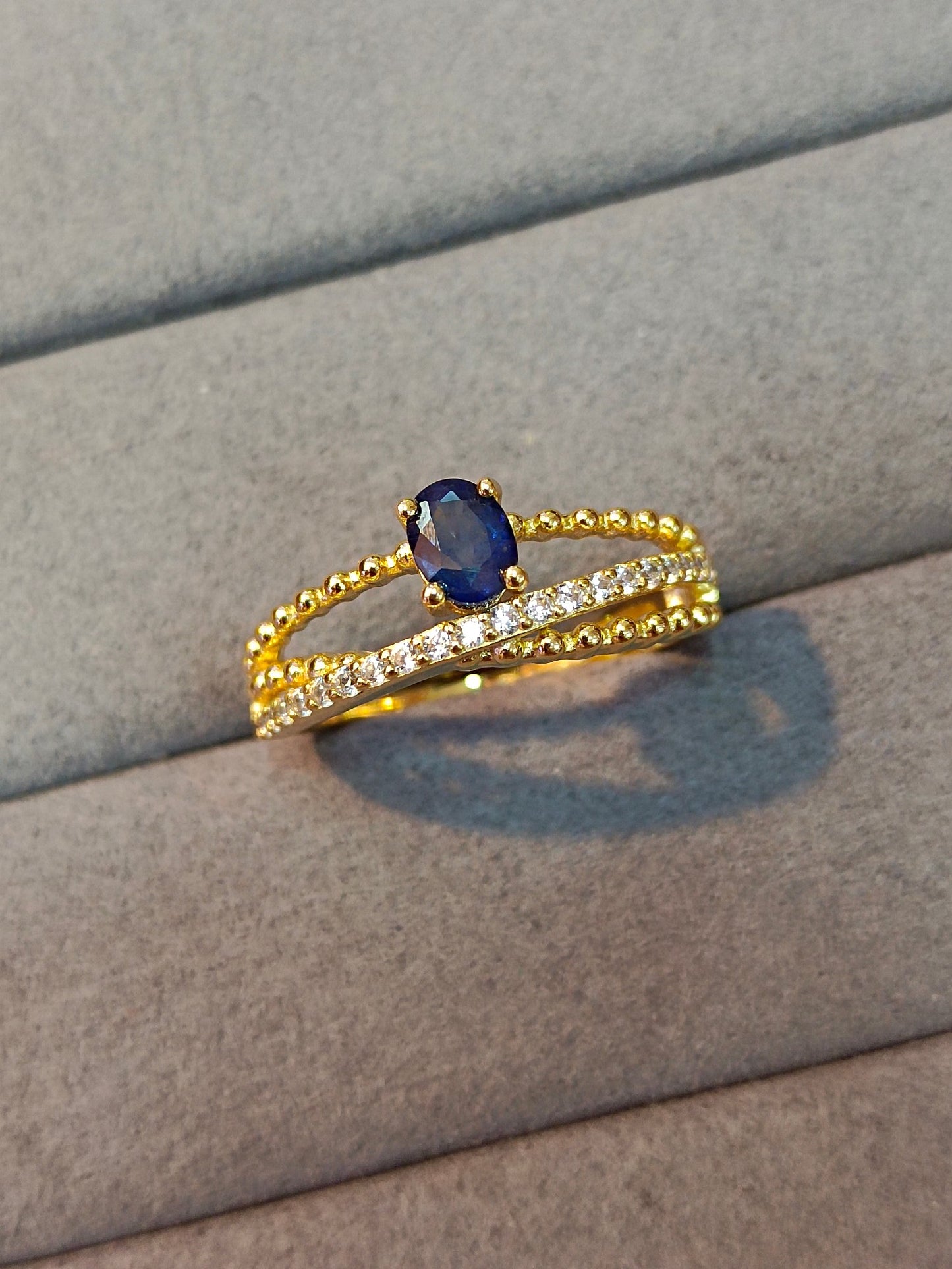 Exquisite S925 Silver Sapphire Ring with Precision Setting