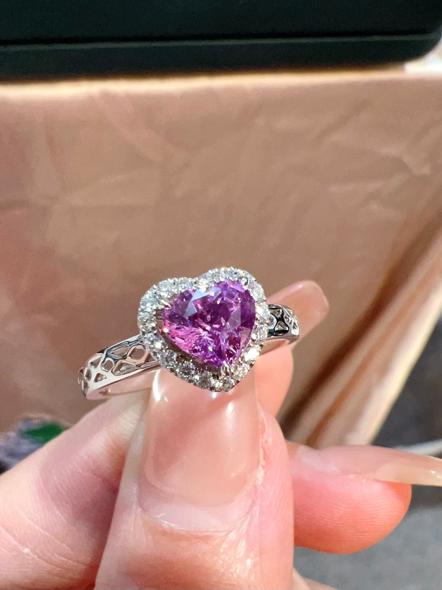 Rare Heart-Shaped Cut Jewelry: Unheated Violet Blue Sapphire Ring