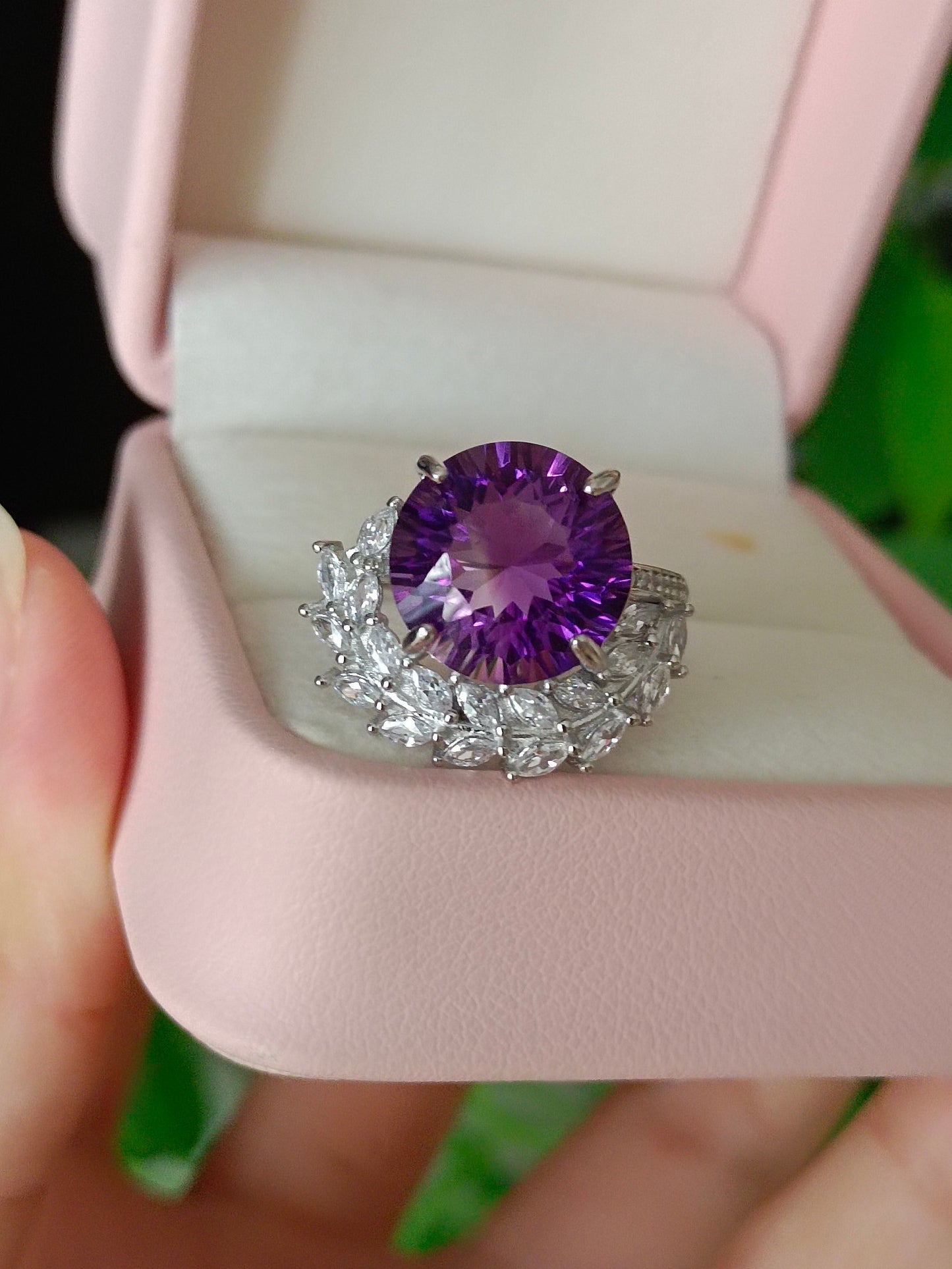 Natürlicher Amethyst-Weizen-Spike-Ring – exquisiter Schmuck für Eleganz und Wohlstand
