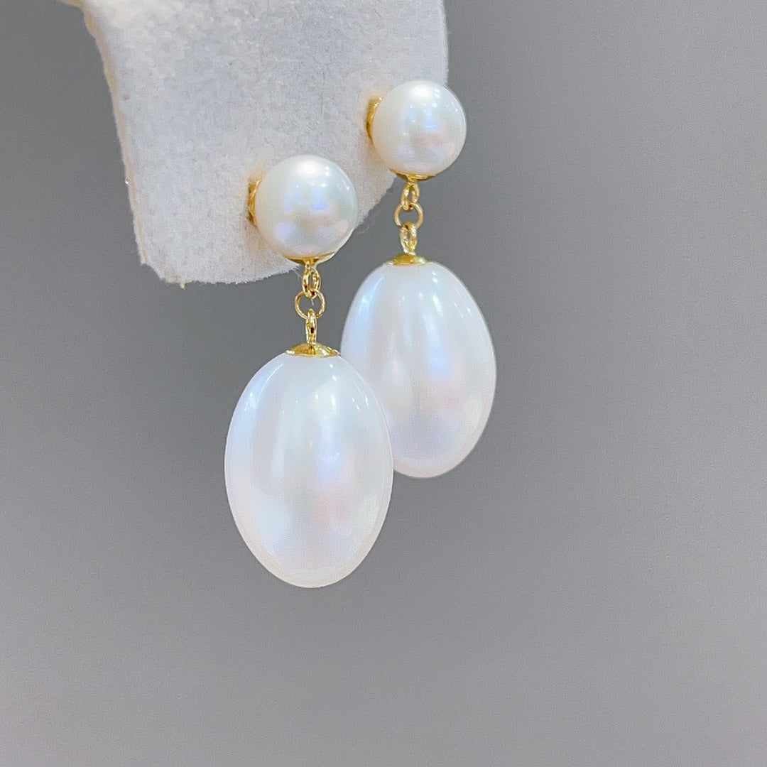 Bijoux élégants en or 18 carats avec perles d'eau douce naturelles