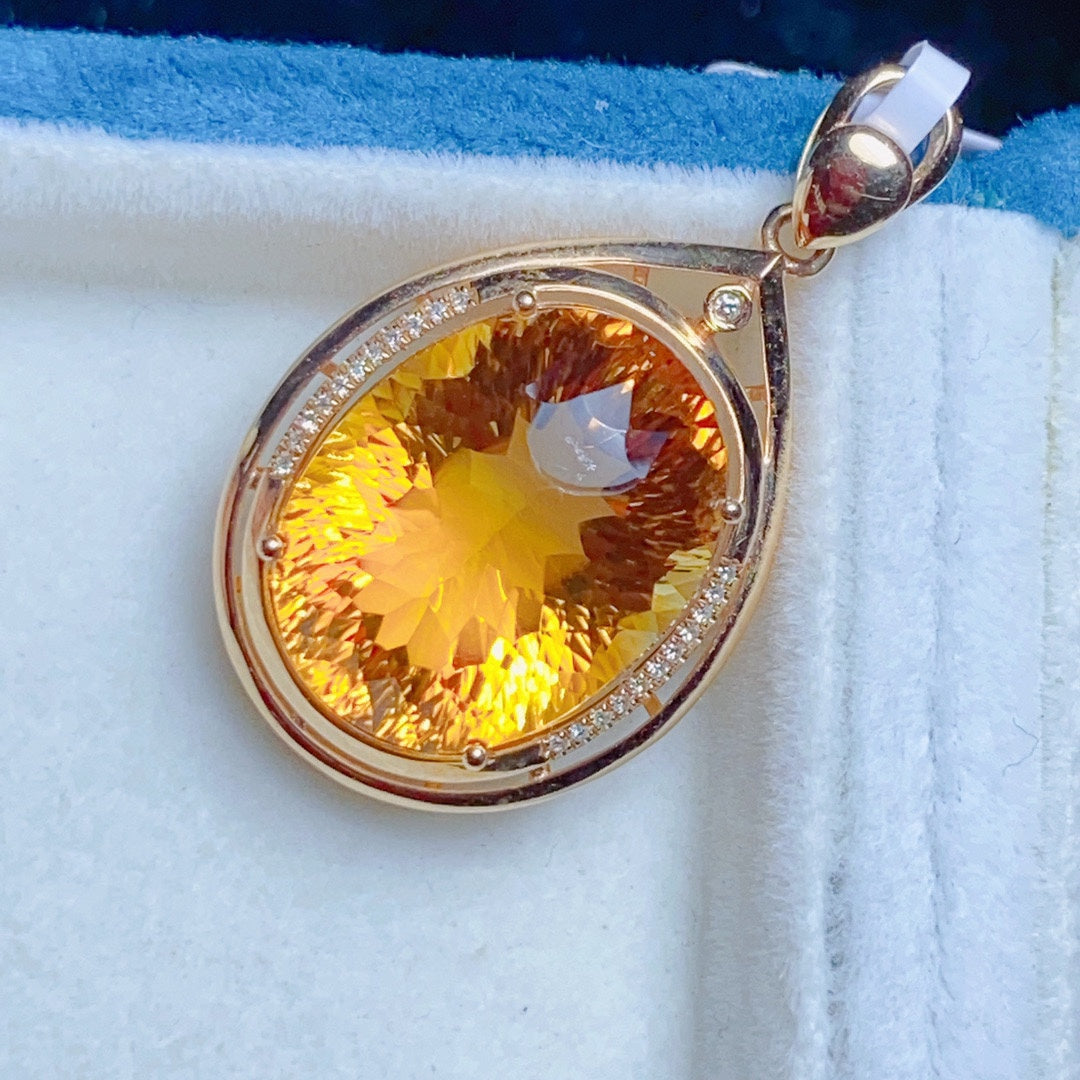 Colgante de citrino amarillo natural - Exquisita pieza de joyería