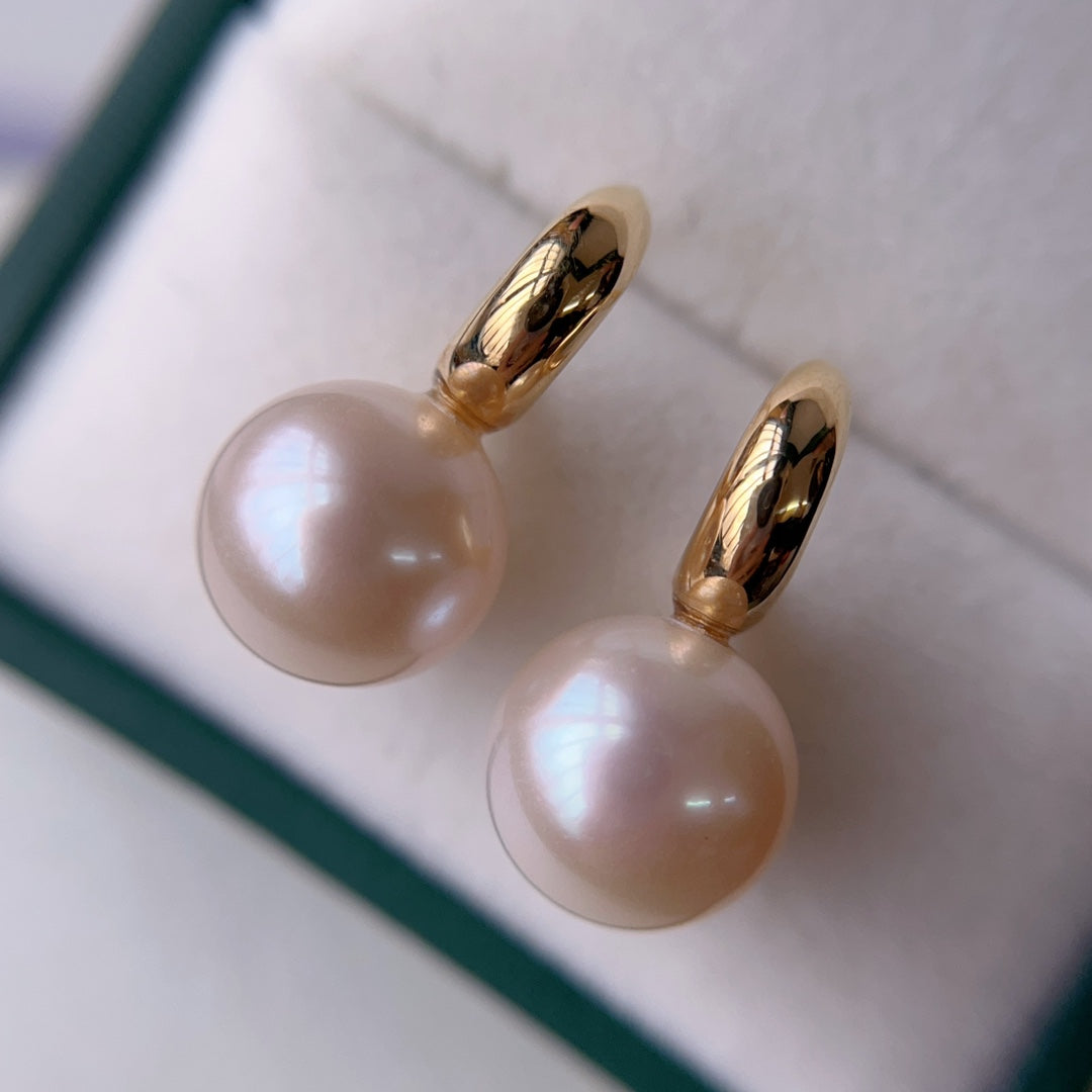 Bijoux en or 18 carats et perles d'eau douce 9-10 mm - Haute qualité et lumineux
