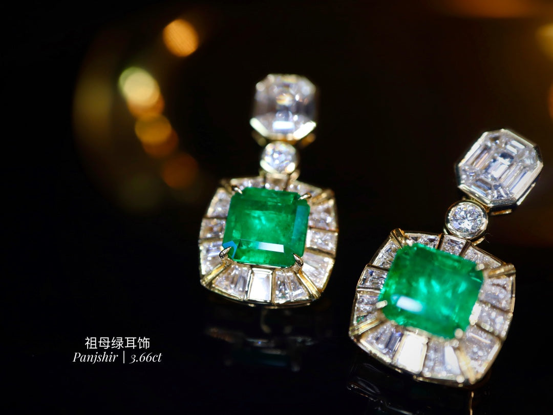 Panjshir Zümrüt Küpe 3.66ct - Birinci Sınıf Yeşil Takı