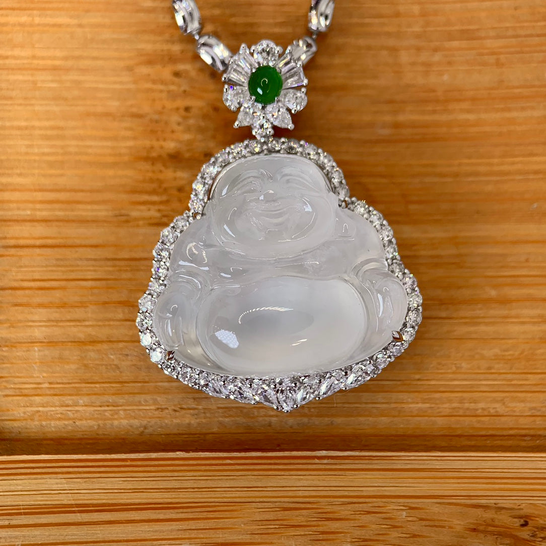 Ice Jade Buddha hängsmycke - utsökt smyckeshantverk