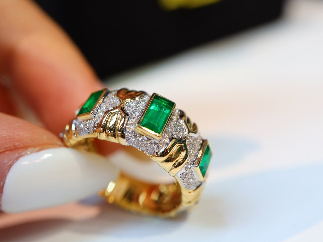 Smaragd-Clusterring im Vintage-Stil – Premium-Schmuckstück