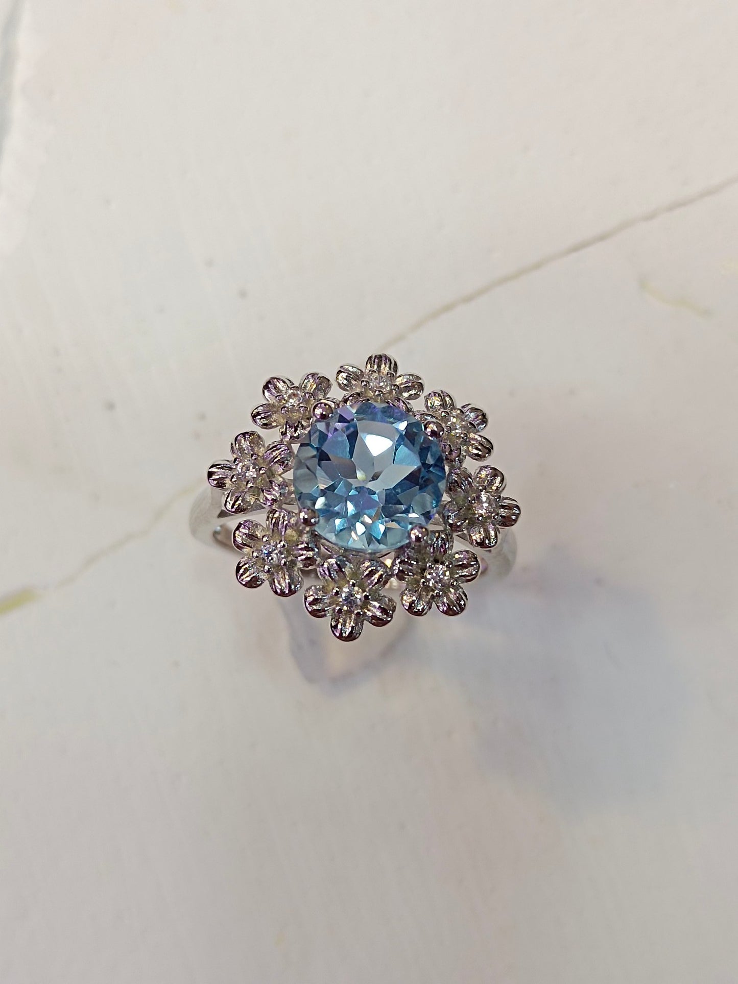 Anello in argento S925 con fiori ricchi di topazio squisito - Gioielli eleganti