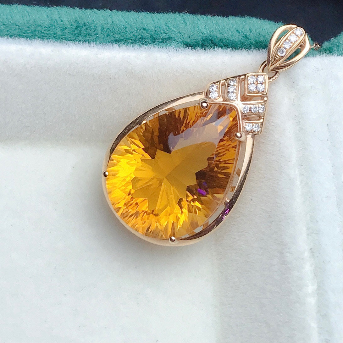 Loket Citrine Kuning Asli - Ketukangan Barang Kemas yang Elegan