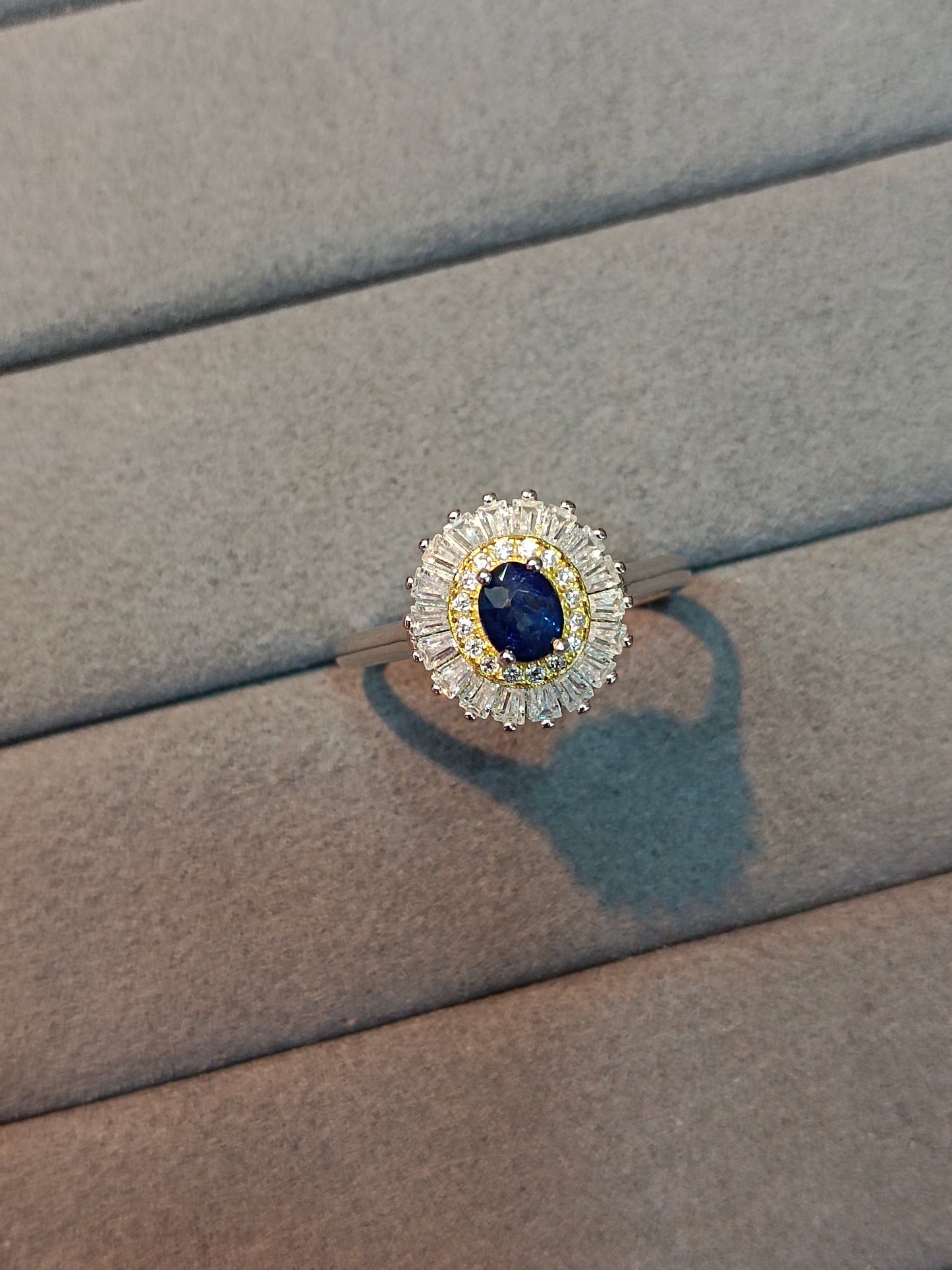 S925 Silver Embedded Safir Ring - Justerbare smykker