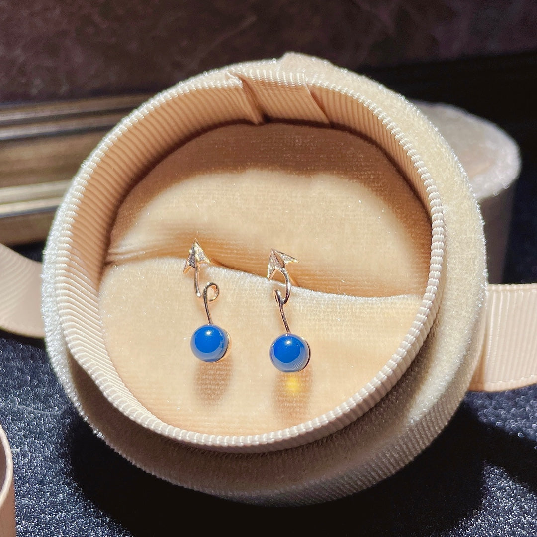 Effortlessly Stylish 18k Gold Embedded Dominican Blue Amber Earrings - Jewelry