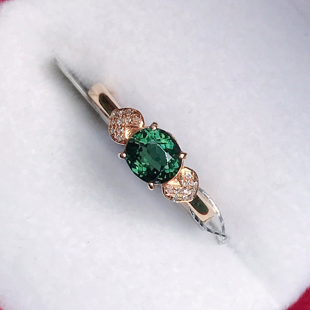 Anillo de Turmalina Natural con Oro de 18K y Diamantes Sudafricanos - Joyería Elegante