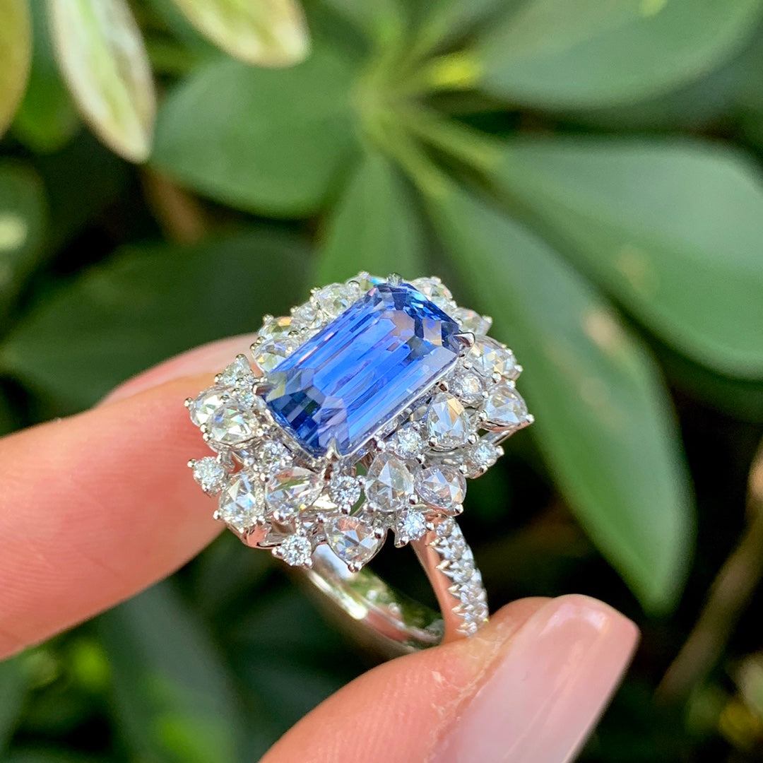 4.18ct kornblomst blå safir smykker med to formål
