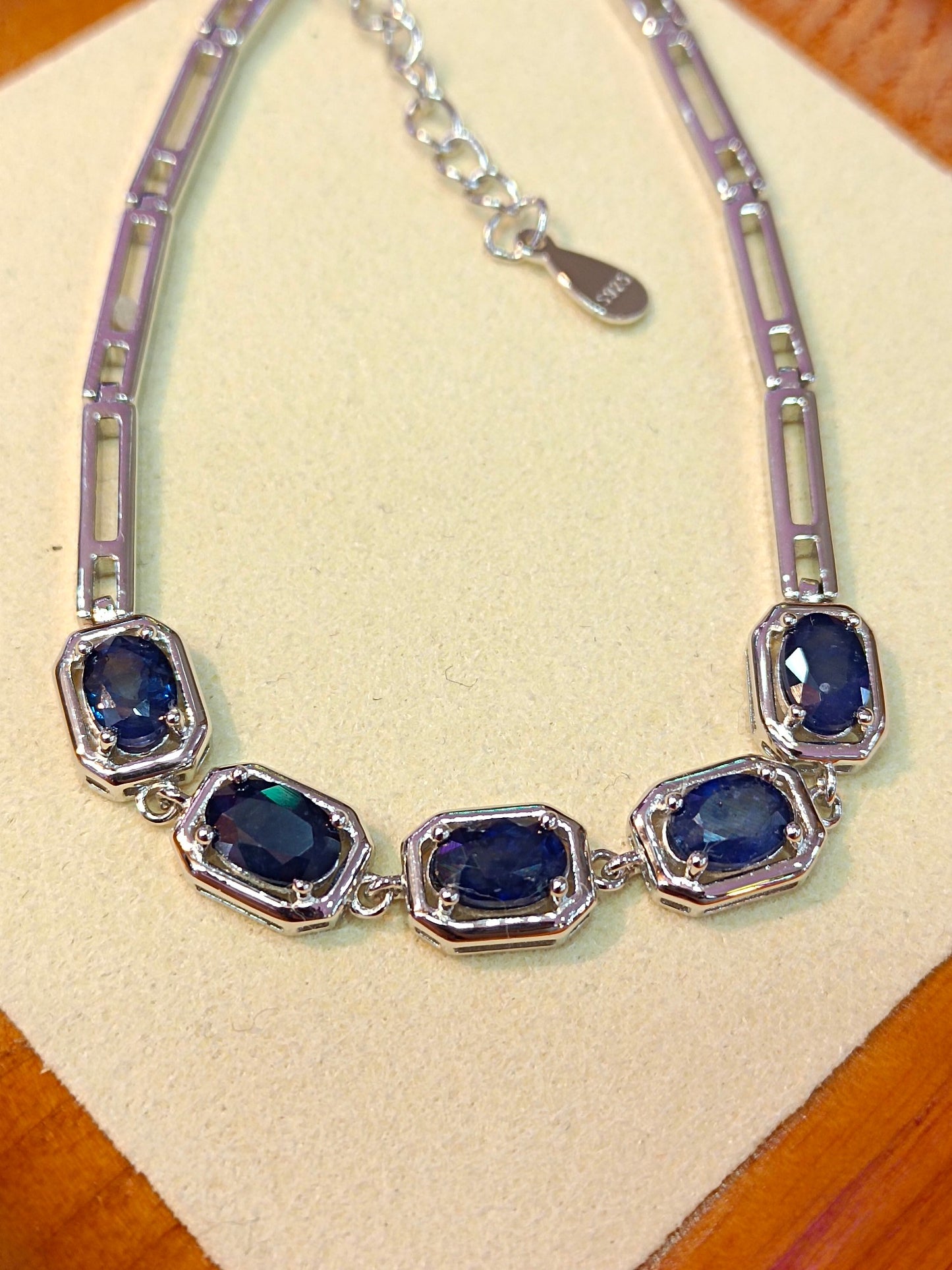 S925 zilveren fijn vervaardigde saffierarmband - elegante sieraden