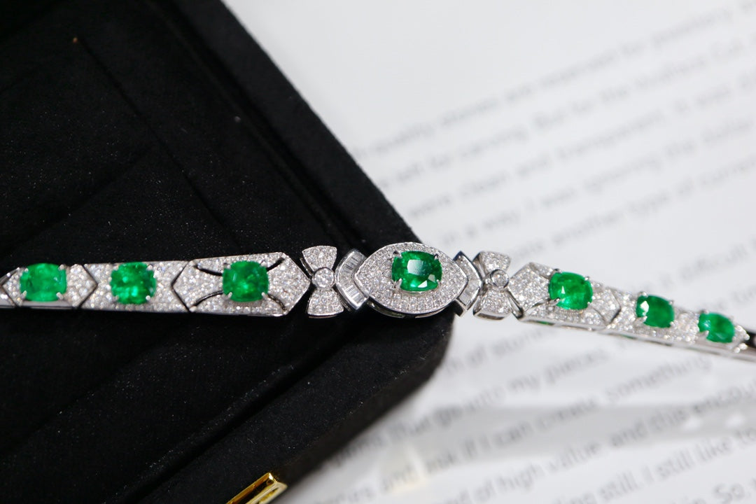 Smaragdschmuck: Afghanisches Panjshir-Smaragd-Armband – erstklassiges Grün