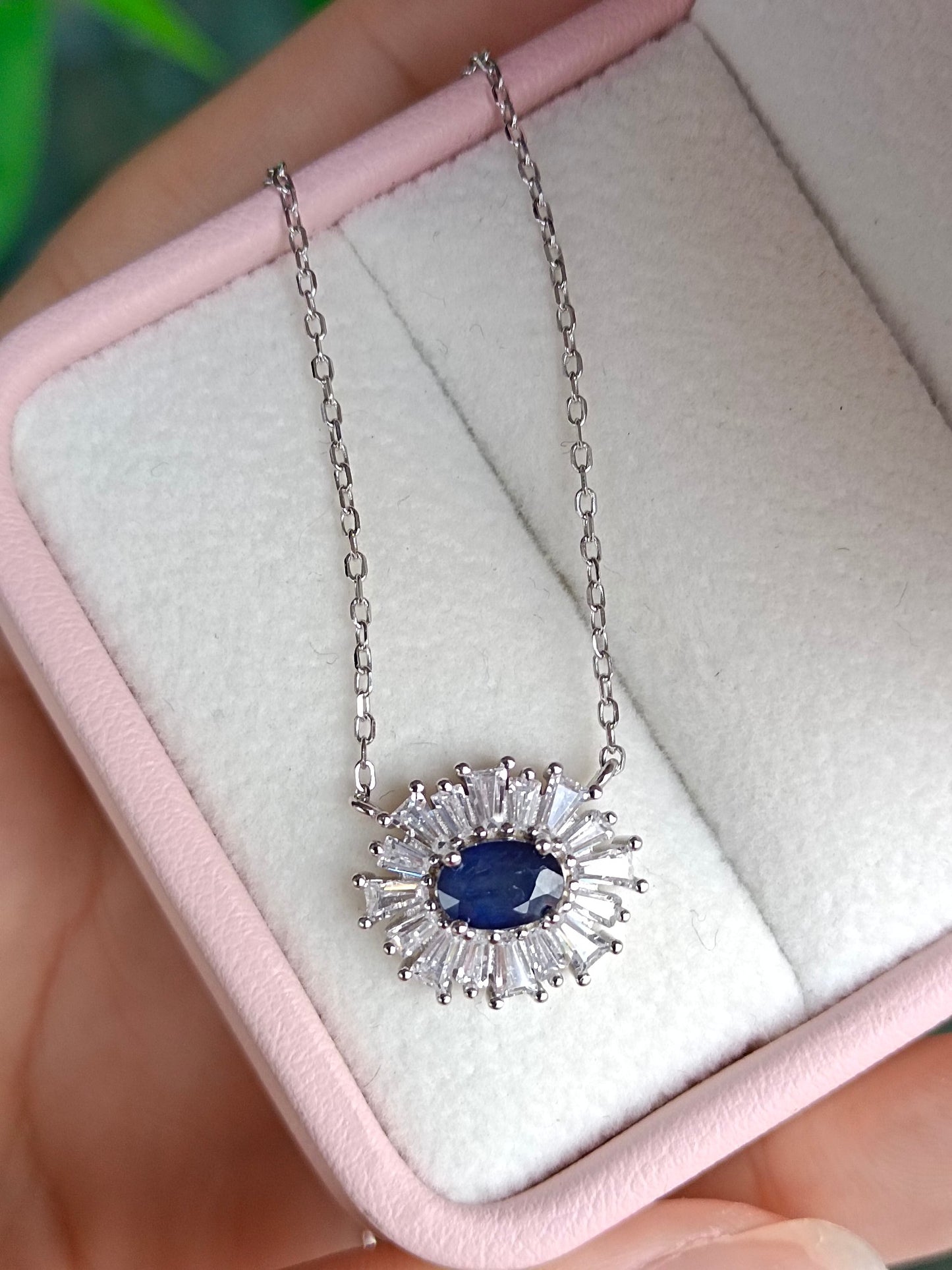 Pendentif mauvais œil en saphir naturel exquis - Bijoux fabriqués à la main