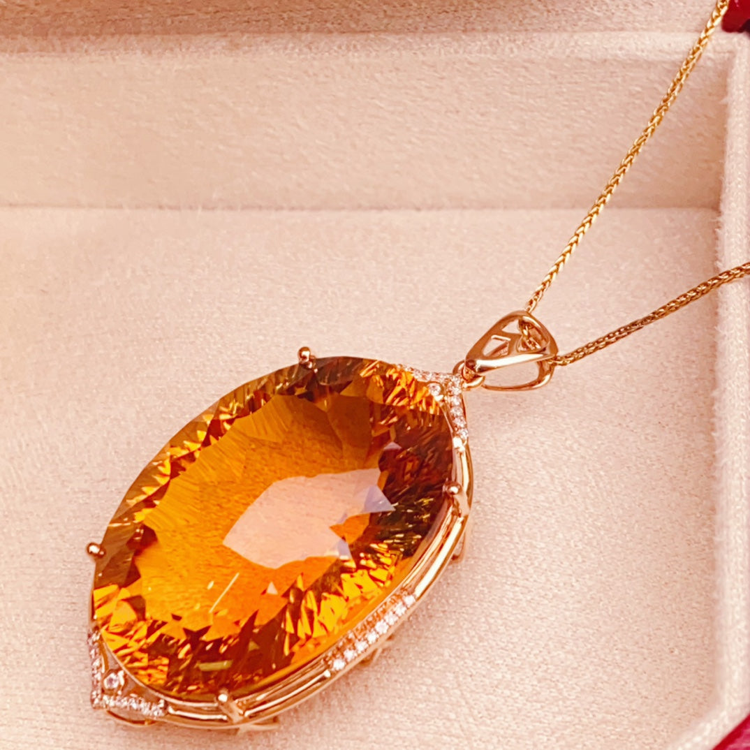 Radiant Sun-Like Yellow Citrine Pendant Jewelry