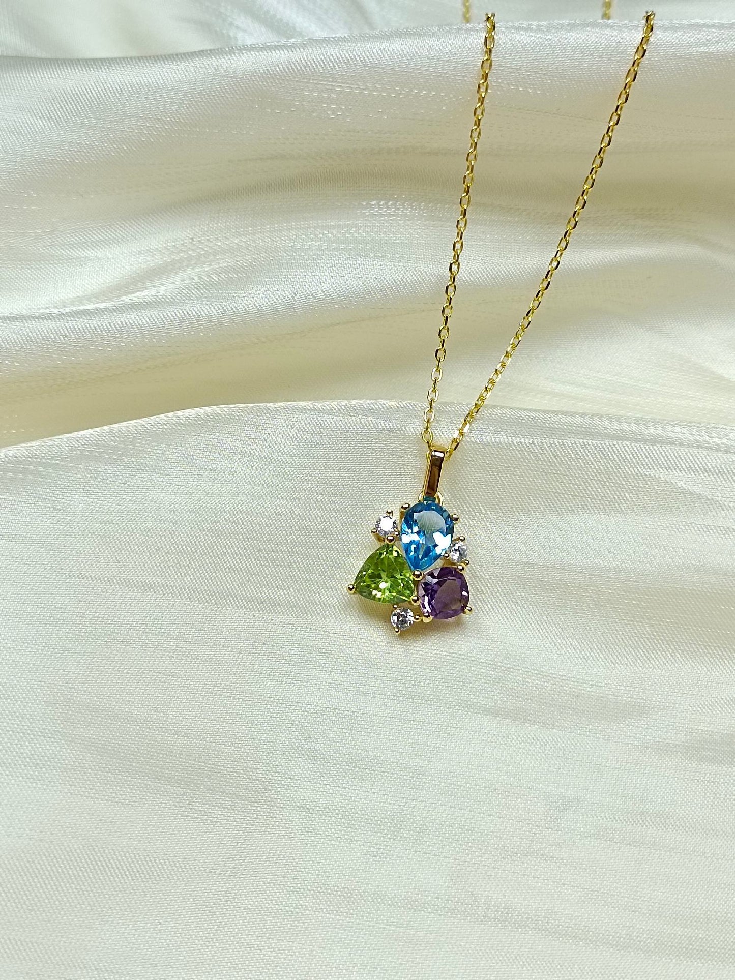 Squisiti gioielli in argento sterling S925 con intarsi di ametista, topazio e peridoto