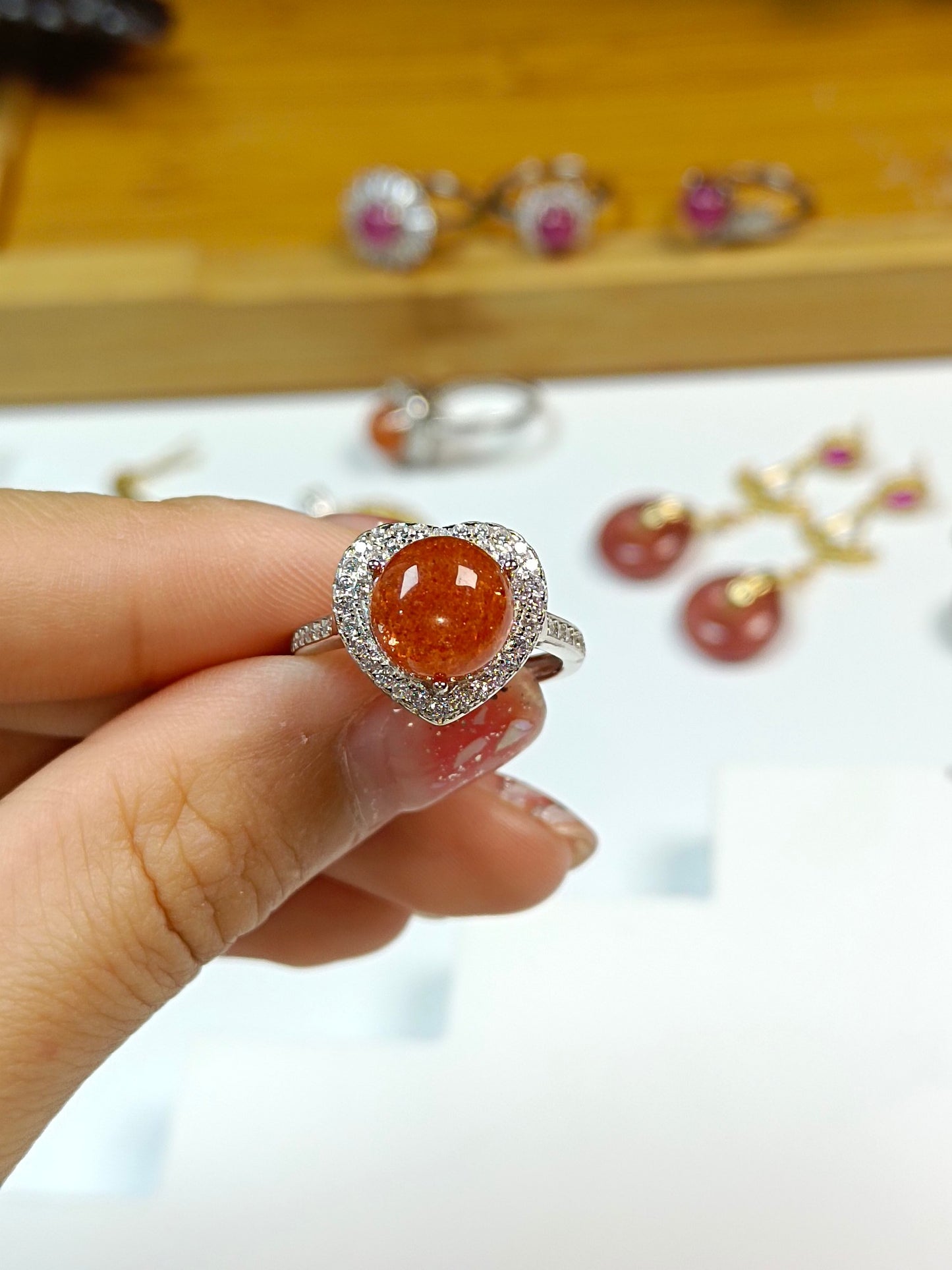 S925 Silver Embedded Golden Sun Ring - Fasjonable minimalistiske smykker for kvinner
