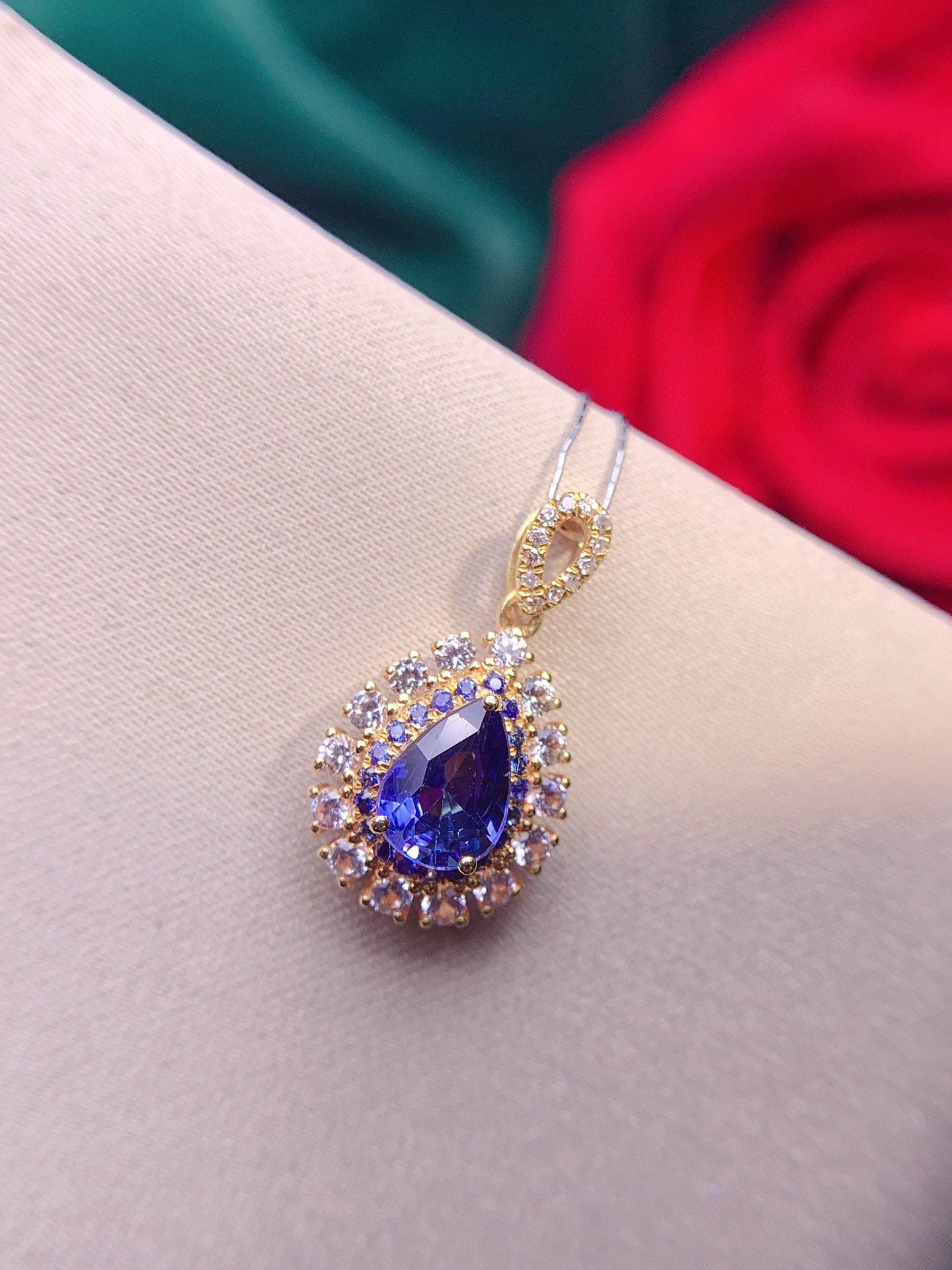 Elegant 18K Sapphire Pendant with Diamond Accents - Fine Jewelry