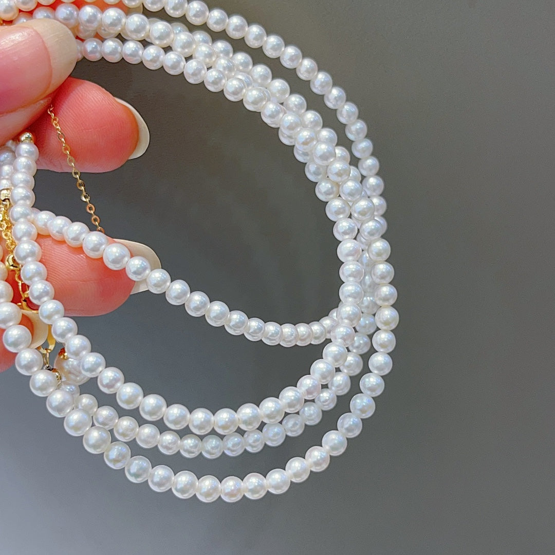 Elegant 18k Clasp & Tail Chain with 3.5-4mm Freshwater Pearl Jewelry