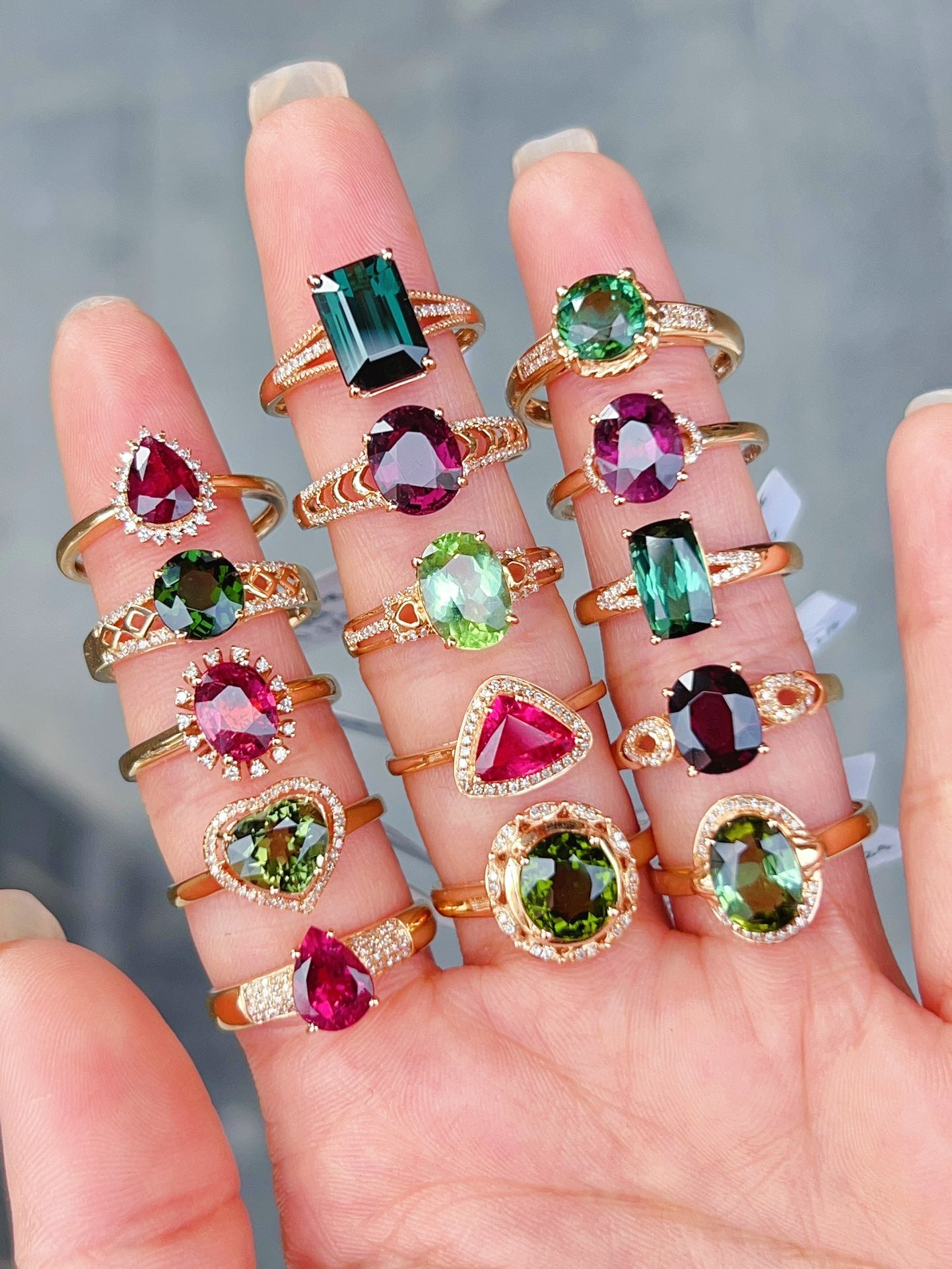 Elegant and Versatile 18K Gold Embedded Natural Tourmaline Jewelry
