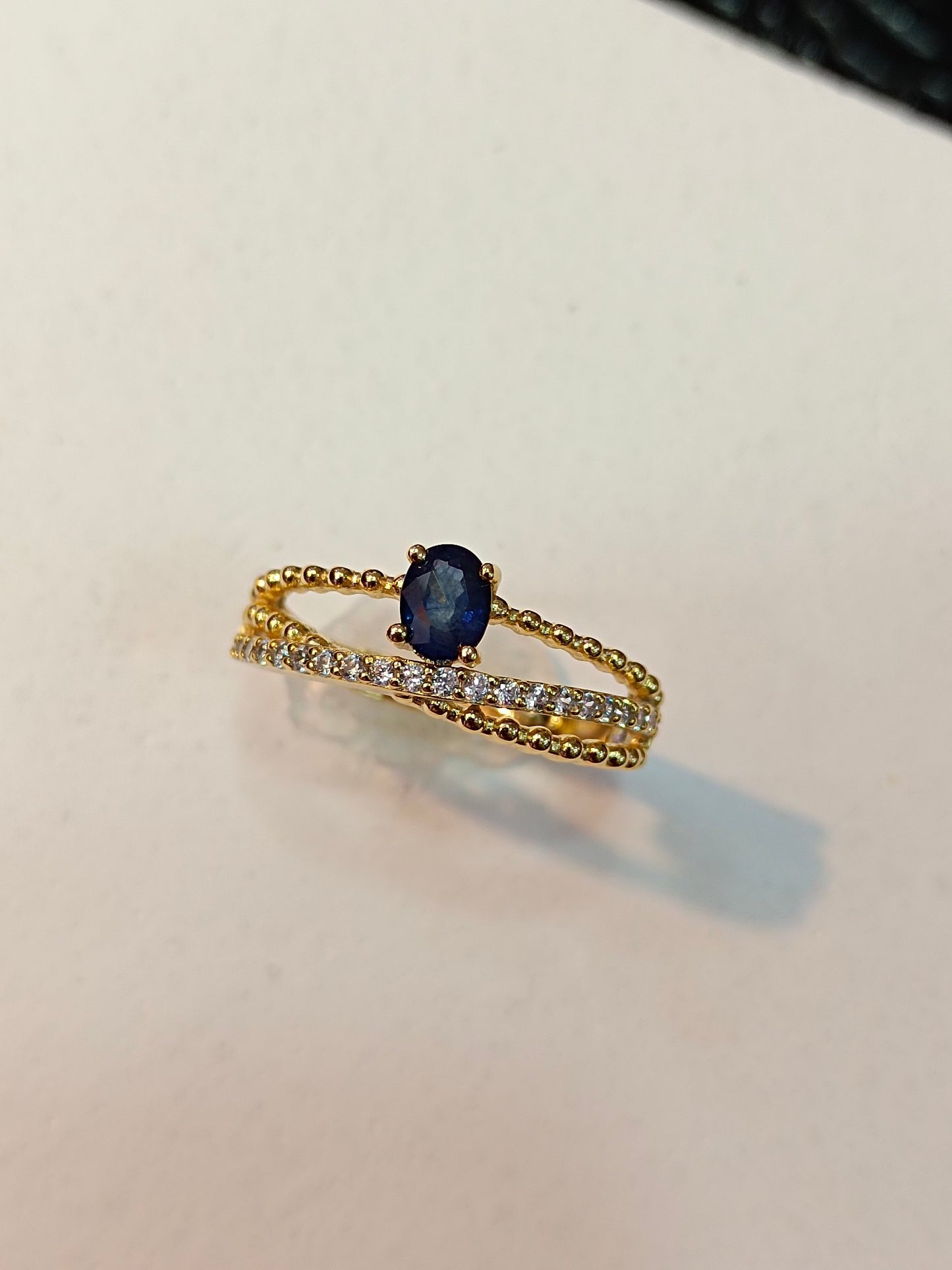 Exquisite S925 Silver Sapphire Ring with Precision Setting