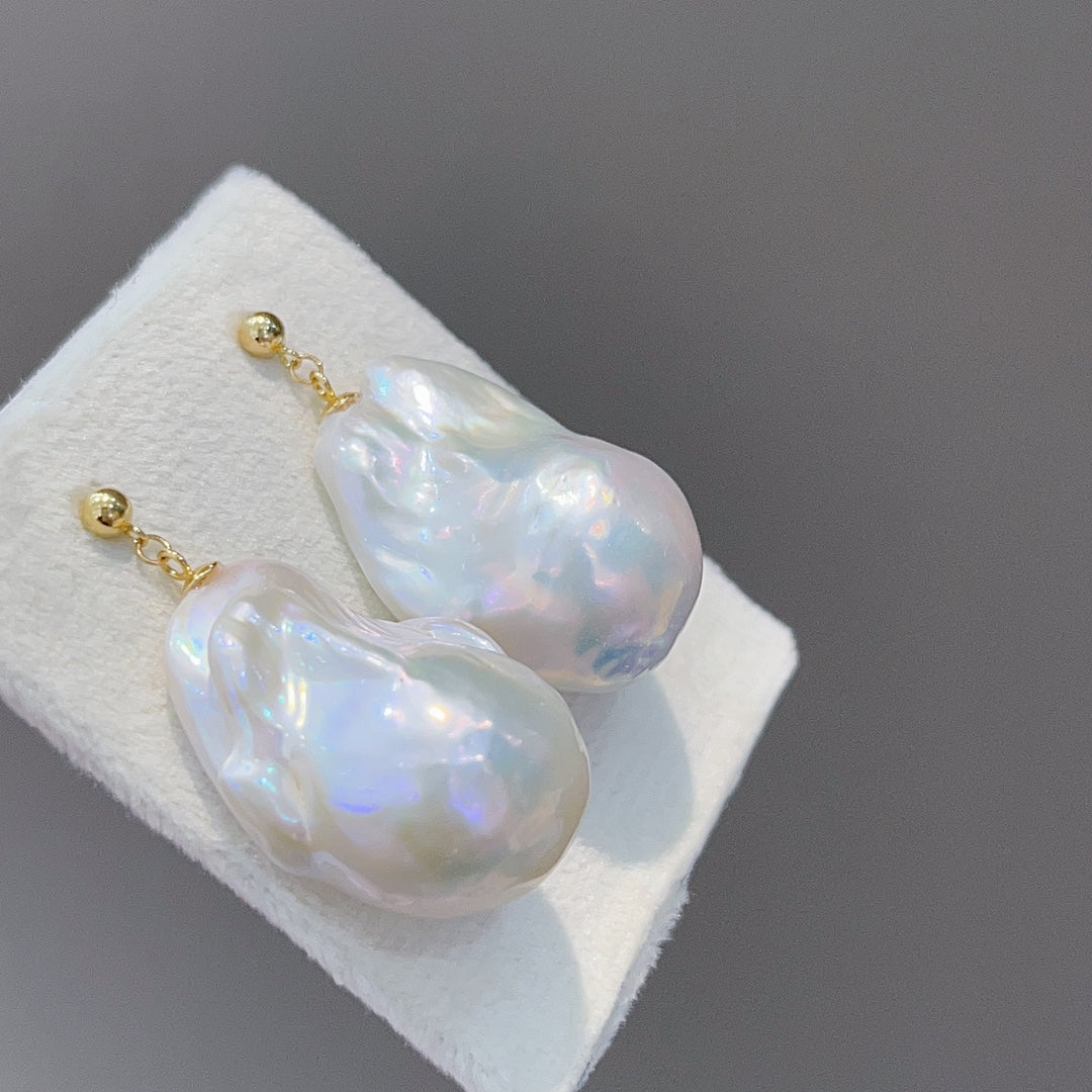 Bijoux en perles baroques d'eau douce naturelles de qualité supérieure intégrées en or 18 carats
