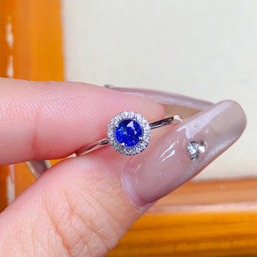 Cincin Nilam Asli Bertatah Emas 18K dan Berlian - Barang Kemas Eksklusif