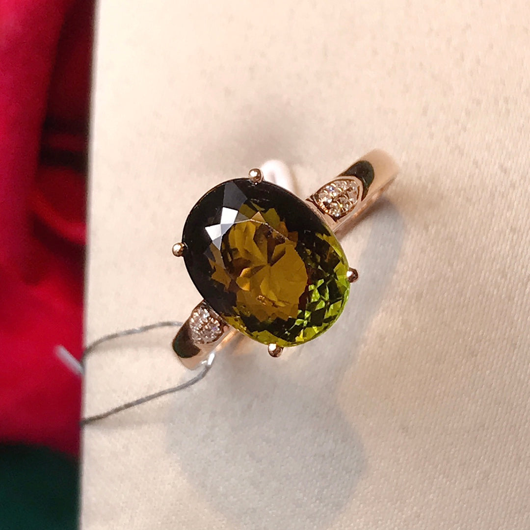 Natürlicher Turmalinring mit Akzenten aus 18 Karat und südafrikanischen Diamanten – einzigartiger Schmuck