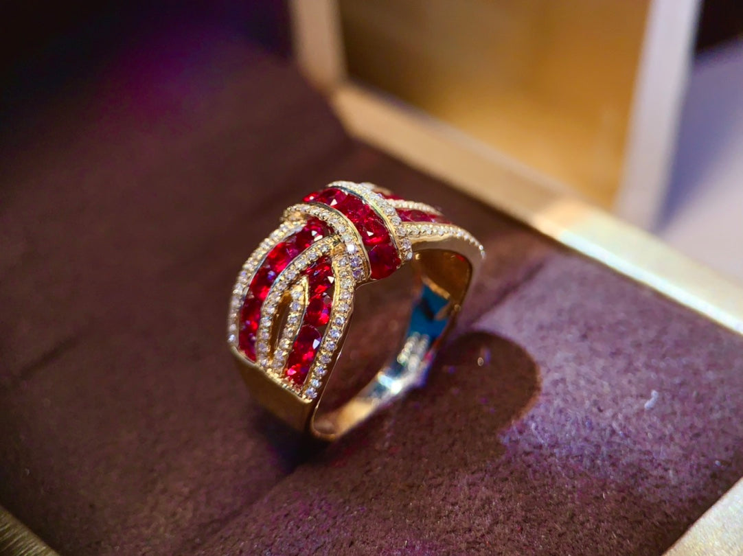 Elegant Butterfly Knot Pigeon Blood Ruby Ring - A Must-Have for Goddesses