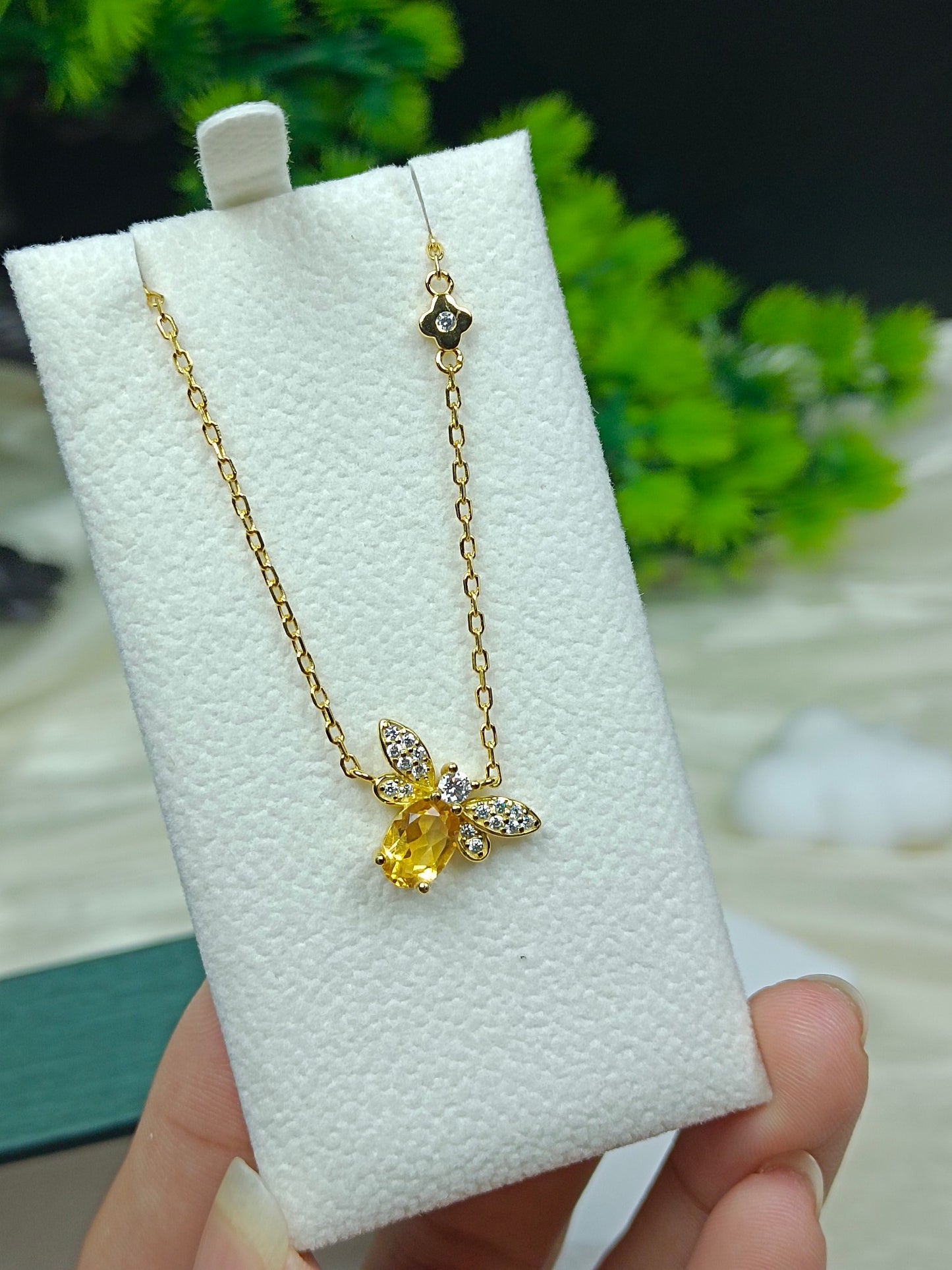 S925 Silber exquisiter gelber Kristall-Bienen-Set-Schmuck