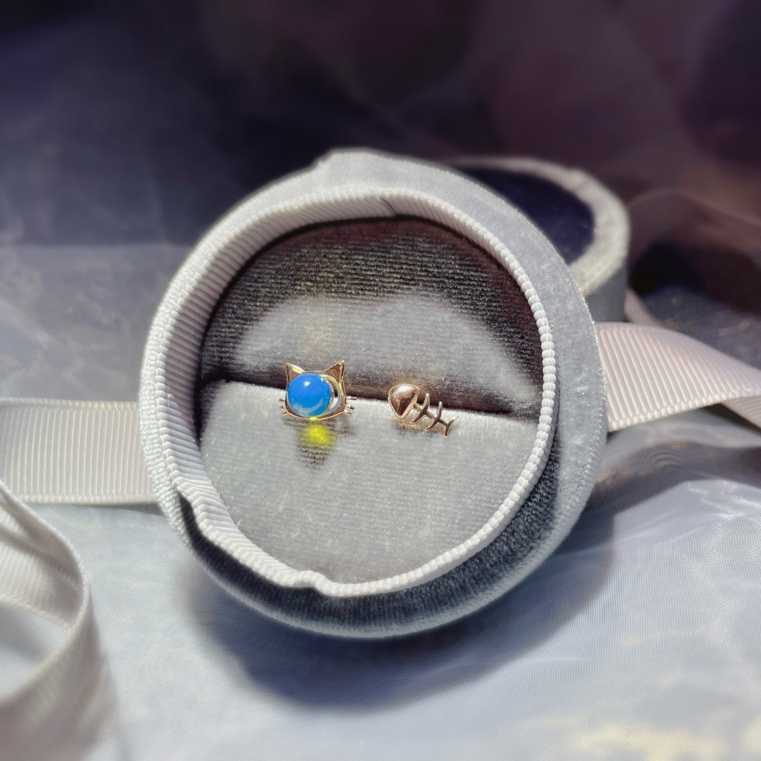 18K Gold Embedded Dominican Blue Amber Earrings - Unique Jewelry