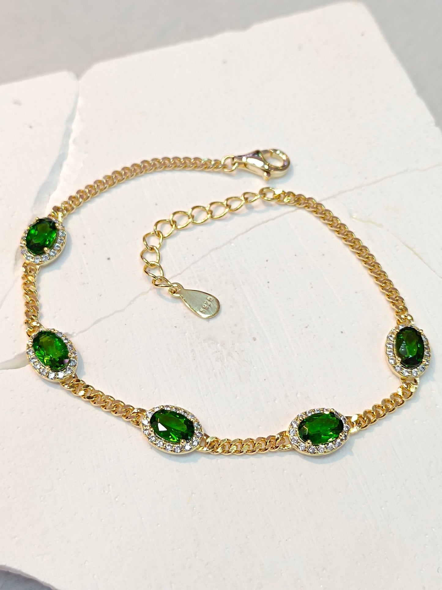Elegante S925 sterling zilver en diopside sieradenarmband