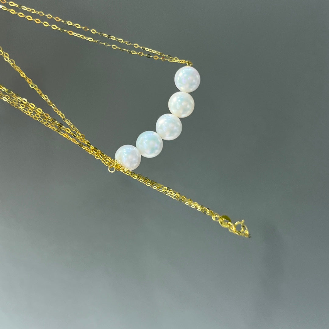 Joyería de lujo de oro de 18 quilates y perlas de Akoya de 8-8,5 mm: redonda perfecta, ligeramente manchada
