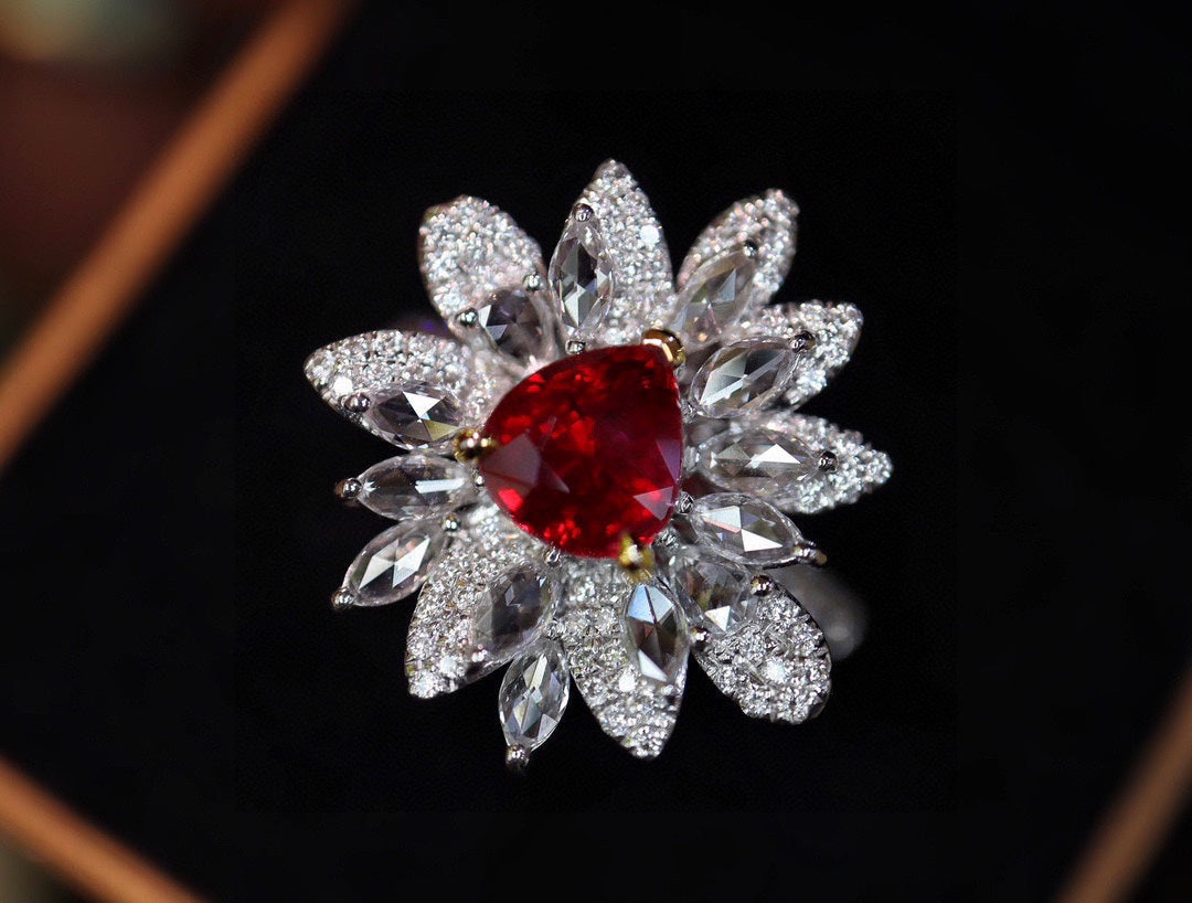 Cincin Delima Tidak Dipanaskan Indah - Barang Kemas Merah Darah Merpati