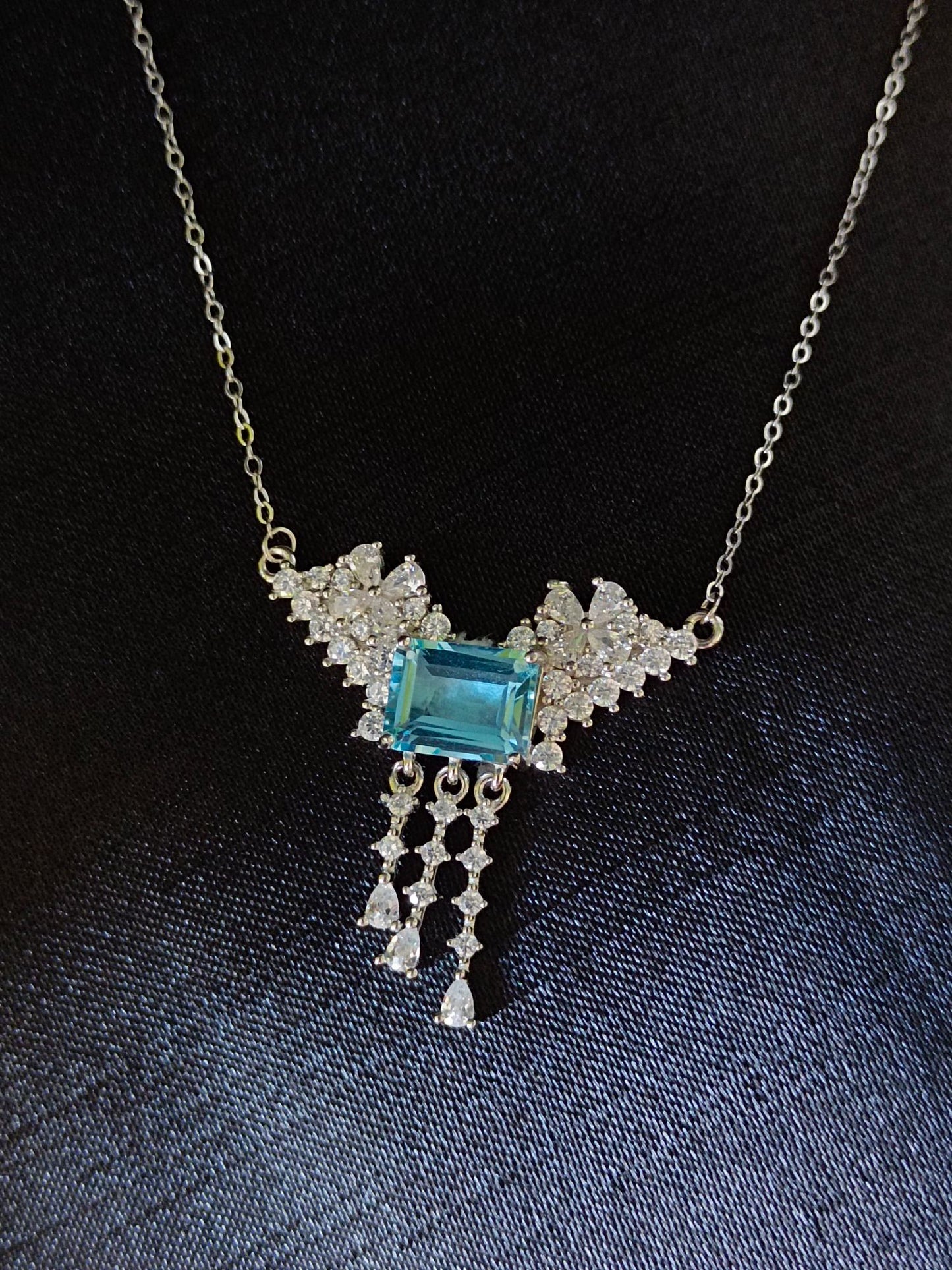 Luxurious Natural Topaz Square Pendant Necklace - Premium Jewelry