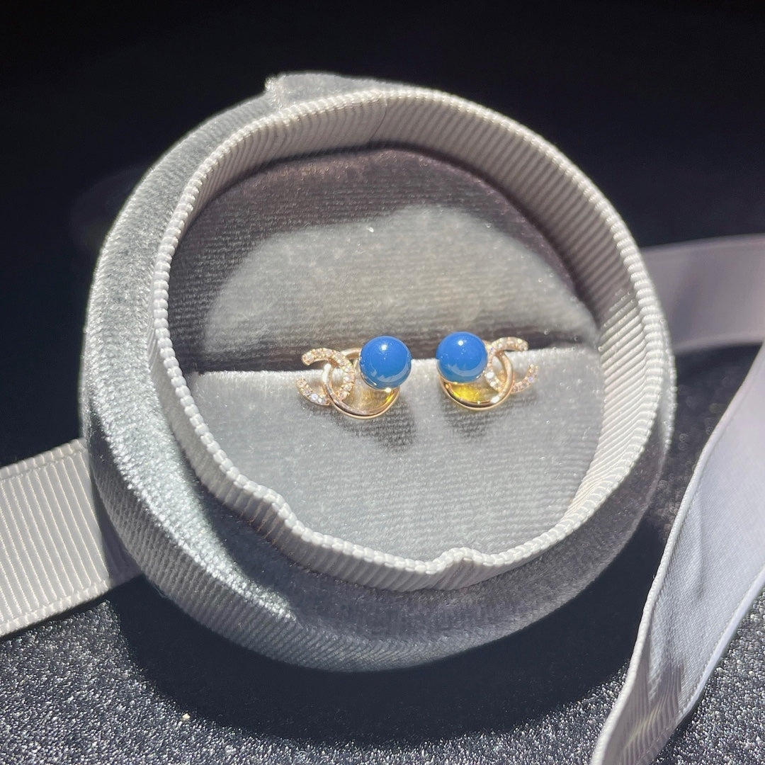 Exquisite 18K Gold Embedded Dominican Blue Amber Earrings - Unique Jewelry