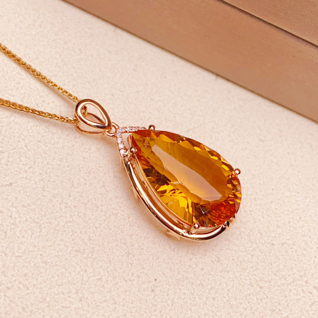 Radiant Sunlight Yellow Citrine Pendant - Exquisite Jewelry