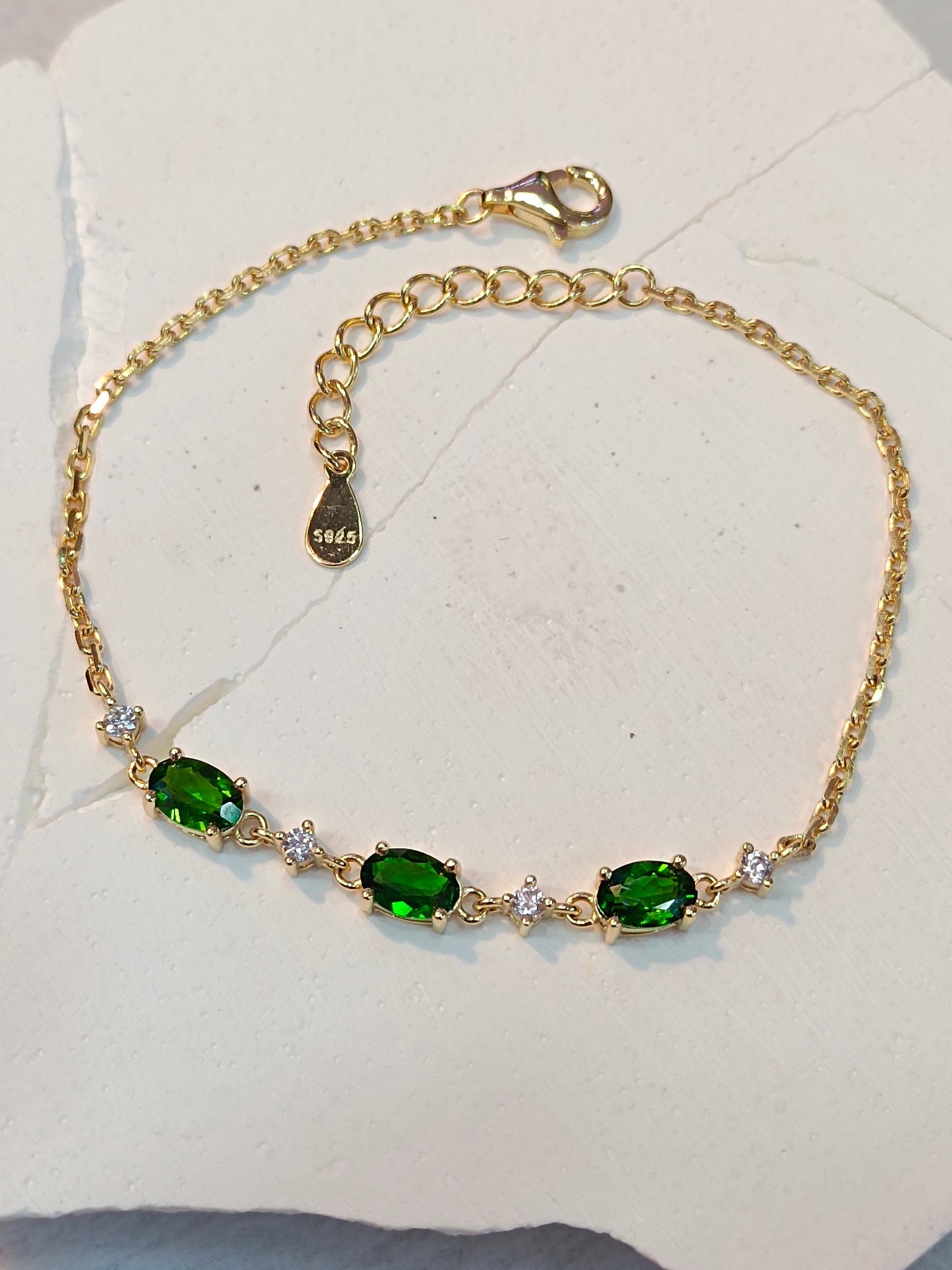Bracelet diopside intégré en argent S925, bijoux exquis