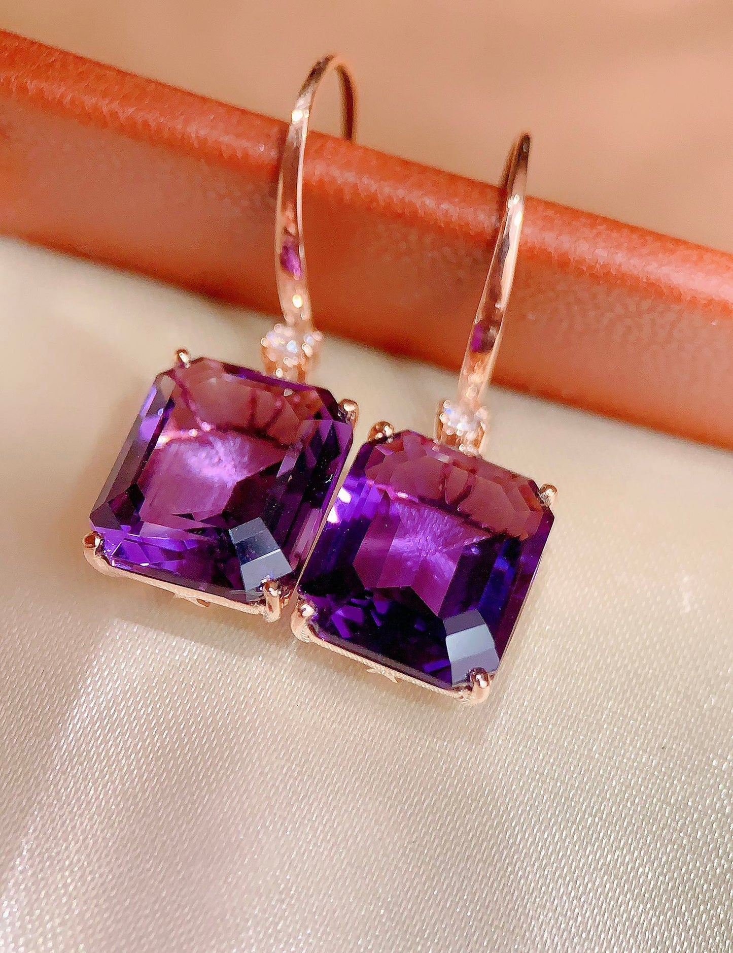 Elegant Purple Crystal Earrings - Luxury Jewelry Collection