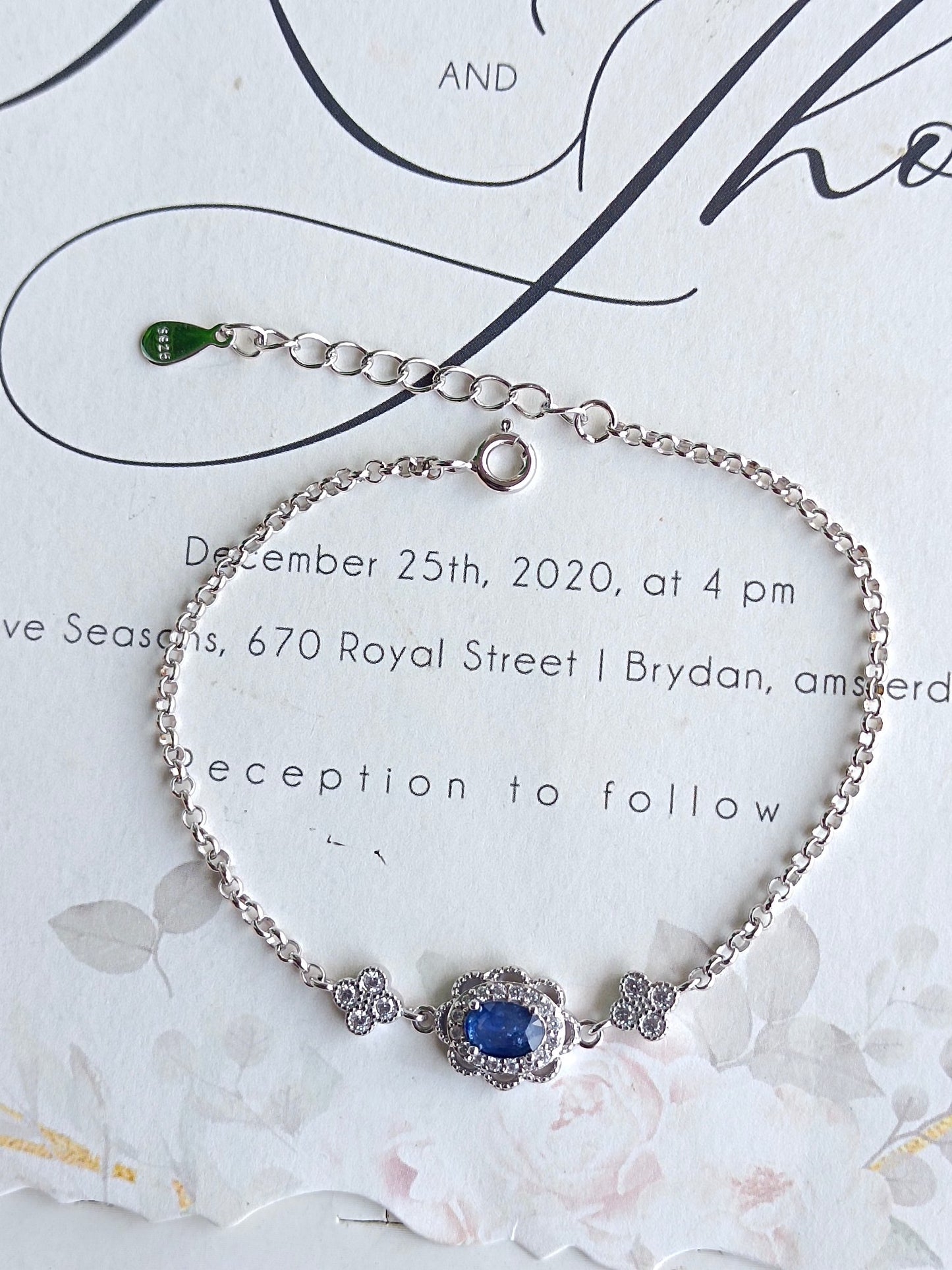 Bracelet élégant en saphir naturel en argent S925 - Un bijou intemporel