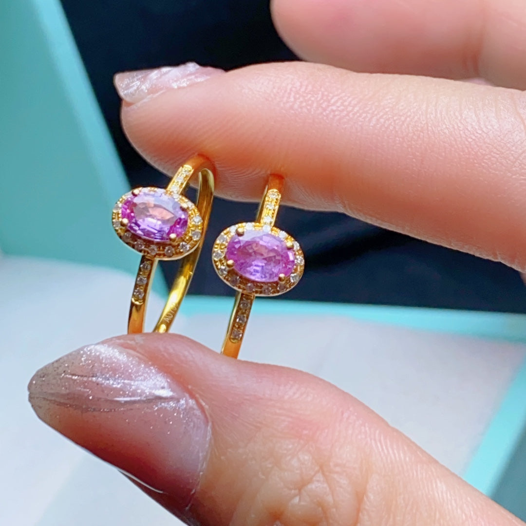 Natural Pink Sapphire Ring - Elegant 18k Gold Jewelry