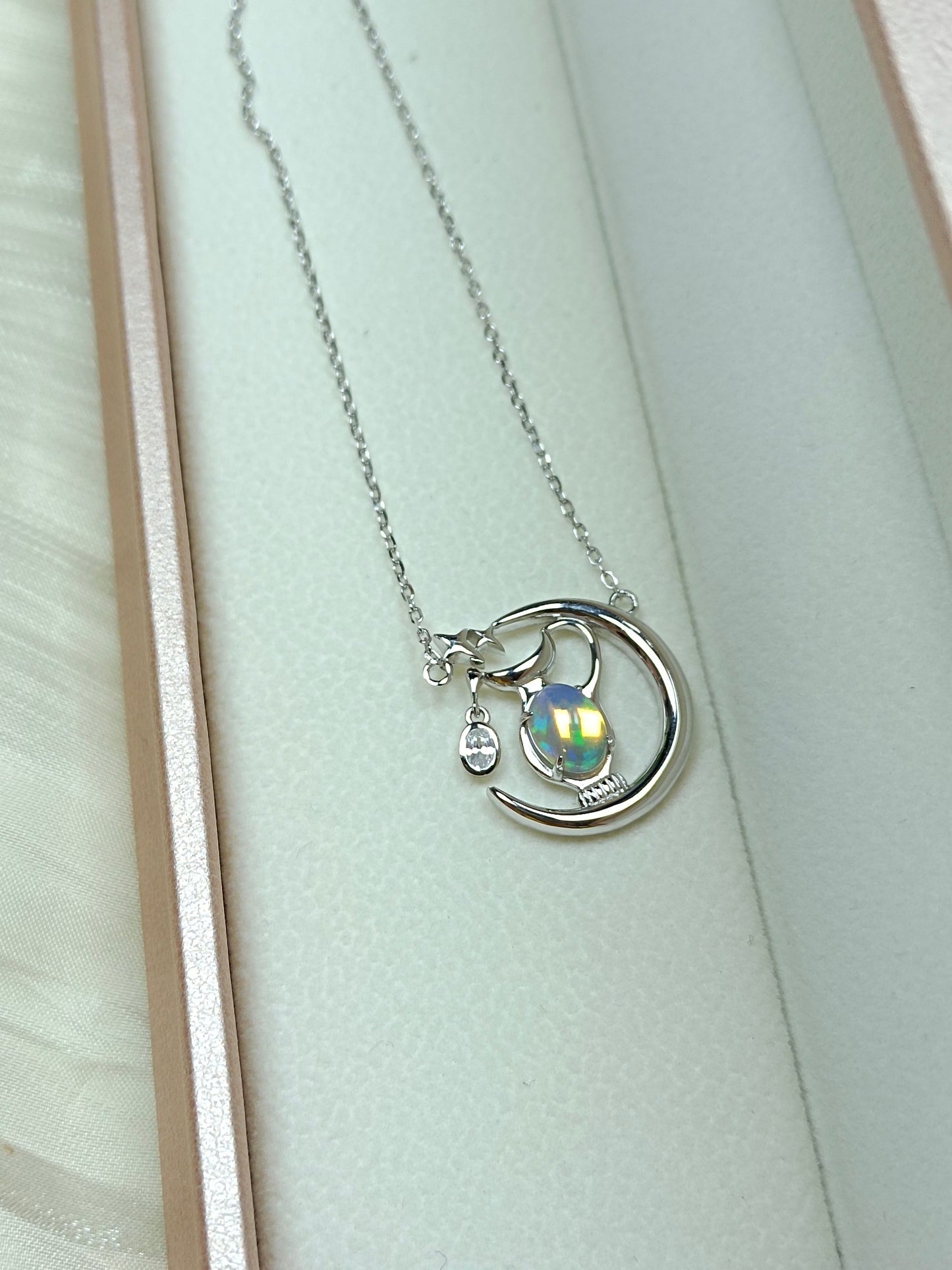 S925 Sterling Sølv Fint Håndverk Innebygd Opal Flaske Anheng Halskjede