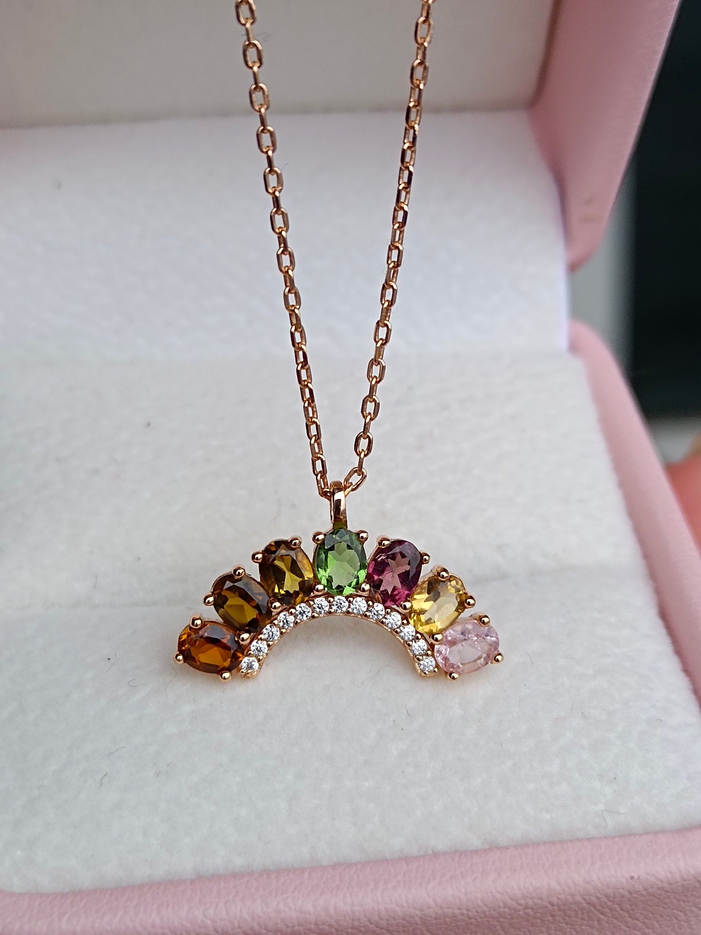 Natural Rainbow Tourmaline Necklace - Unique Jewelry for Summer Fashion