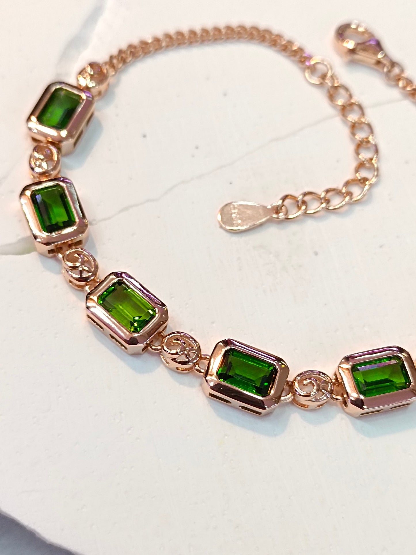 Exquisite S925 Silver Jewelry with Diopside Embedded Bracelet