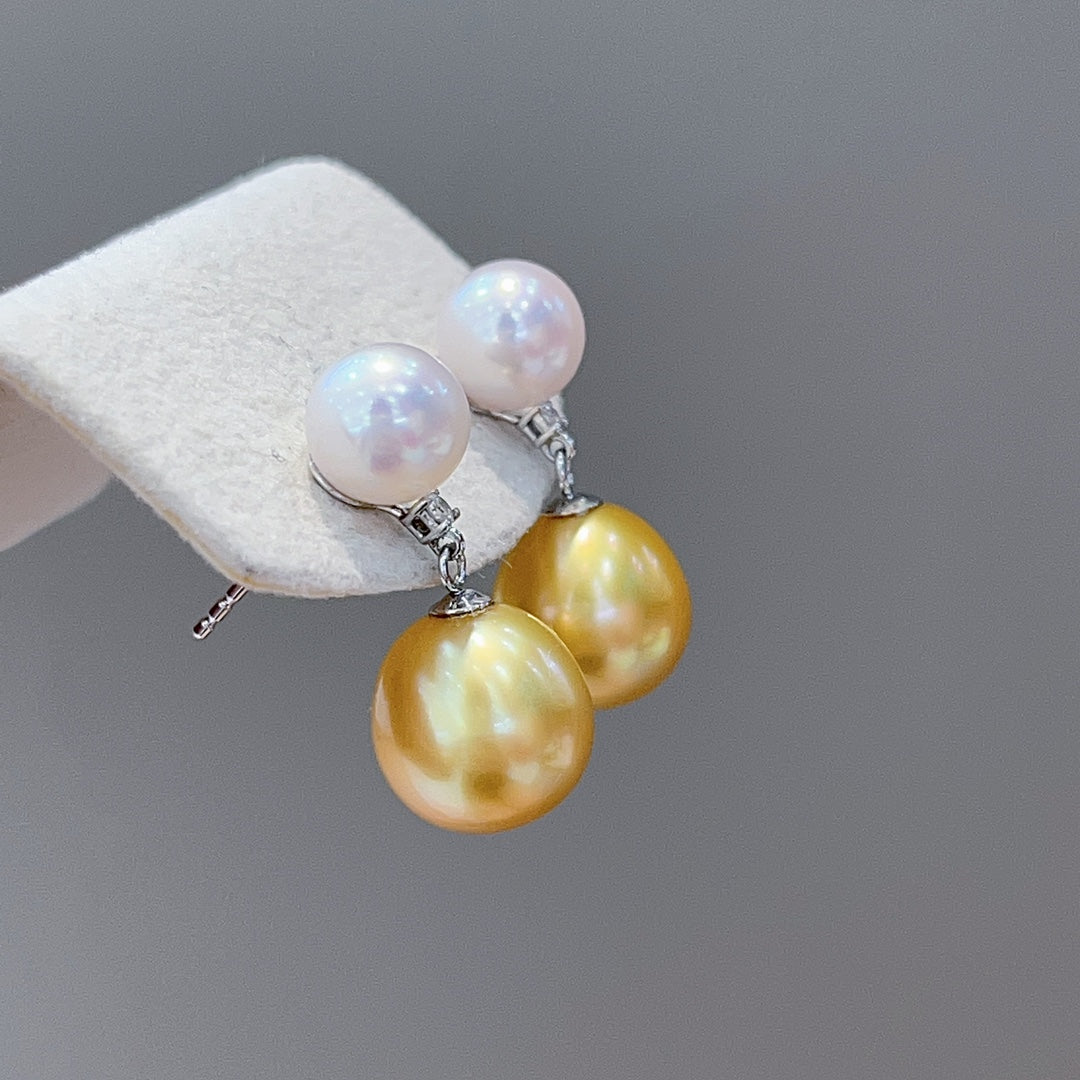 Bijoux exquis en or de thé et perles d'Akoya