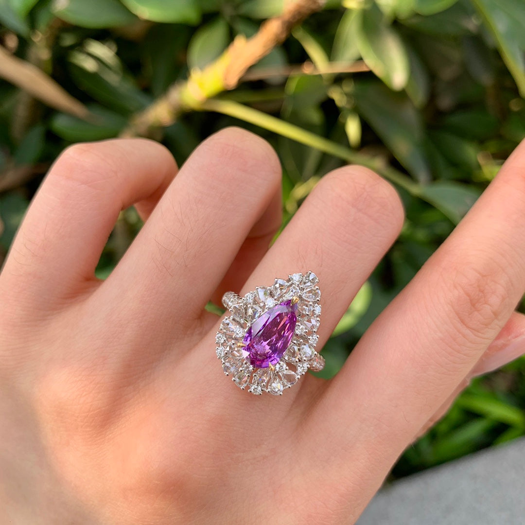 Utsøkte 1.84ct uoppvarmede lilla safirsmykker med dobbelt bruk