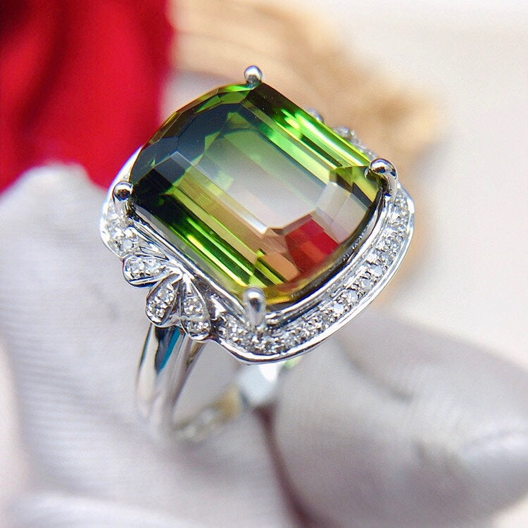 Luxury Jewelry - 18K Gold Natural Tourmaline Ring