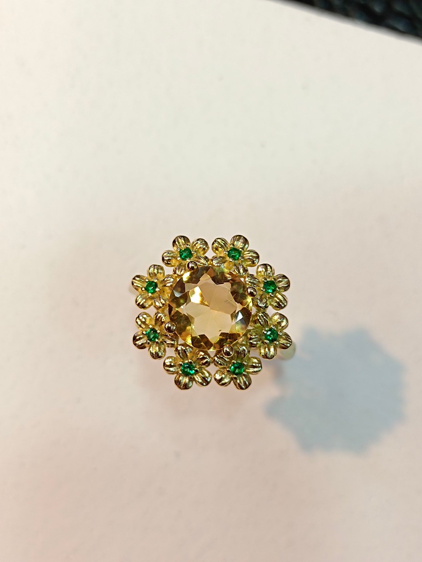 Anello in argento sterling S925 con fiocco di neve in cristallo giallo - Gioielli squisiti